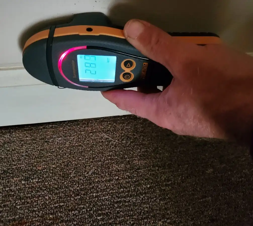 Moisture detection at baseboard during Sewage Cleanup & Sanitation in Azusa